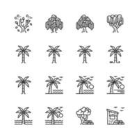 conjunto simple de iconos de línea de árboles ilustración vectorial, ecología, naturaleza, madera vector