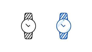 conjunto de iconos de reloj inteligente moderno. moderno reloj de pantalla redonda simple. plantilla lista para iconos lineales y de colores. descargue el vector de pantalla táctil de dispositivo inteligente lineal simple. Fondo blanco.