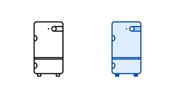 conjunto de iconos de refrigerador moderno. icono lineal y de color de la colección de cocina de electrodomésticos simples y modernos. listo como plantilla. descargar vector congelador electrónico lineal simple.fondo blanco