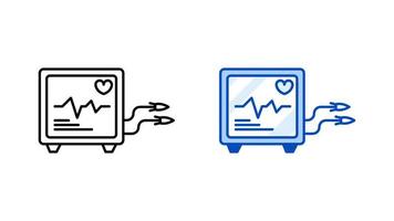 Modern ECG device icon set. Linear and colored icon from Modern simple cardio monitor device collection. ready as a template. Download simple linear hospital device vector. white background. vector