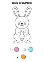 Color cartoon Easter bunny by numbers. Worksheet for kids. vector