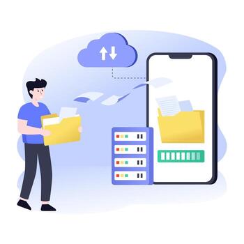 una ilustración de personaje plano de alojamiento web vector