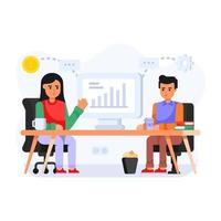 Virtual communication, flat illustration of online conference vector