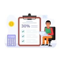 A well-designed flat illustration of accounting, checklist and calculator vector