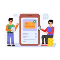 Virtual payment app, flat illustration of online banking vector