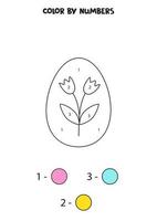 Color cartoon Easter egg by numbers. Worksheet for kids. vector