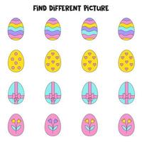 Find picture which is different from others. Worksheet for kids. vector