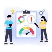 Risk analysis flat illustration, finding web error vector