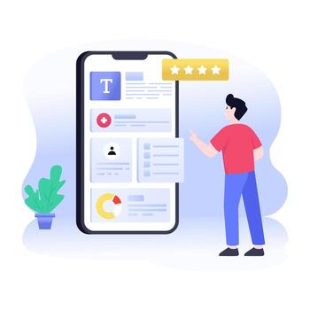 Flat app development illustration, app coding and app building concept vector