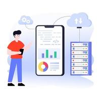 una ilustración de personaje plano de alojamiento web vector