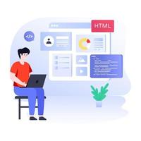 A trendy vector of web design, character illustration
