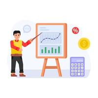 A trendy flat illustration of business presentation vector