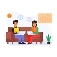 Team discussion, flat illustration of business chat vector