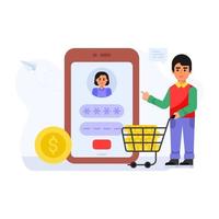 Virtual payment app, flat illustration of online banking vector