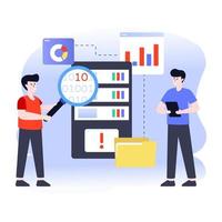 A trendy flat illustration of big data, storage analysis vector