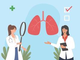 Lung diagnosis healthcare iilustration. disease, pulmonology, cancer, pneumonia, tuberculosis. vector