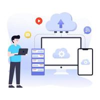 A web hosting flat character illustration vector