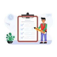 A collective teamwork, flat illustration of project management vector