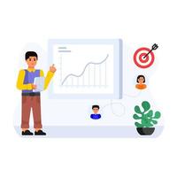 A collective teamwork, flat illustration of project management vector