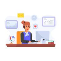 Virtual communication, flat illustration of online conference vector