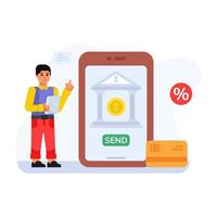 Virtual payment app, flat illustration of online banking vector