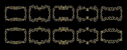 Gold Borders Elements Set Collection, ornament Vector. frame vector