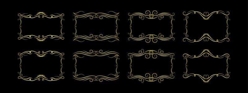 Gold Borders Elements Set Collection, ornament Vector. frame