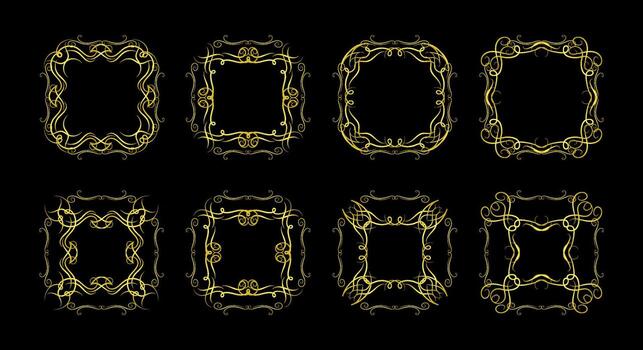 Gold Borders Elements Set Collection, ornament Vector. frame vector