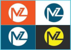 MZ letter logo and icon design template vector