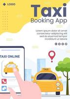 Online Taxi Booking Travel Service Flyer Template Flat Illustration Editable of Square Background for Social Media or Web Internet vector