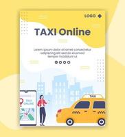 Online Taxi Booking Travel Service Poster Template Flat Illustration Editable of Square Background for Social Media or Web Internet vector