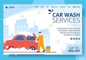 Car Wash Service Landing Page Template Flat Design Illustration Editable of Square Background Suitable for Social media or Web Internet Ads vector