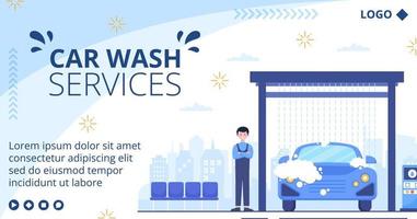 Car Wash Service Post Template Flat Design Illustration Editable of Square Background Suitable for Social media or Web Internet Ads vector