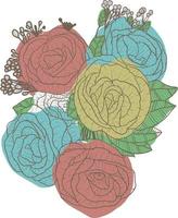 Rose Bouquet in Vintage Style vector