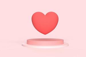 Minimal background, mock up with podium for product display,Abstract white geometry shape background minimalist Valentine's day pink background,Abstract mock up backgroundup 3D rendering. photo