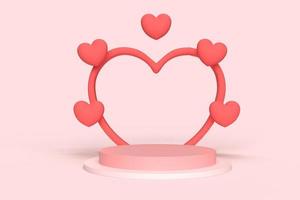 Minimal background, mock up with podium for product display,Abstract white geometry shape background minimalist Valentine's day pink background,Abstract mock up backgroundup 3D rendering. photo