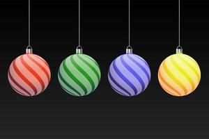 Four Lighting Christmas Balls - Vector Set