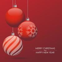 Red Christmas card with Christmas balls. Banner design vector