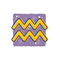 Aquarius - Zodiac signs. Cartoon symbol on purple background vector