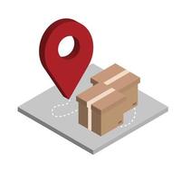 Relocation isometric icon with boxes. Isolated icon. Moving and delivery concept vector