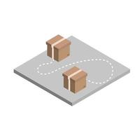 icono isométrico de reubicación con cajas. icono aislado. concepto de mudanza y entrega vector