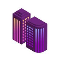 City of love, neon isometric building icon. Design for website, app. vector