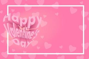 Happy Valentines Day - 3d text in the shape of a heart. Pink postcard vector