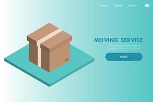 Moving house services - vector web banner with cardboard box