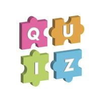 Quiz puzzle icon. Isometric vector icon for web design isolated on white