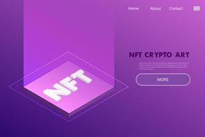 Non Fungible Token Project landing page - crypto artwork platform concept vector