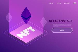 Non Fungible Token Project landing page - crypto artwork platform concept vector