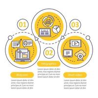 Awareness content vector infographic template. Business presentation design elements. Data visualization with three steps and options. Process timeline chart. Workflow layout with linear icons