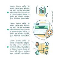 Digital data analysis article page vector template. Brochure, magazine, booklet design element with linear icons and text boxes. Print design. Concept illustrations with text space