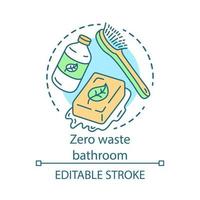 Zero waste bathroom concept icon. Ecoskincare cosmetics and eco, friendly products idea thin line illustration. Green lifestyle, waste management. Vector isolated outline drawing. Editable stroke